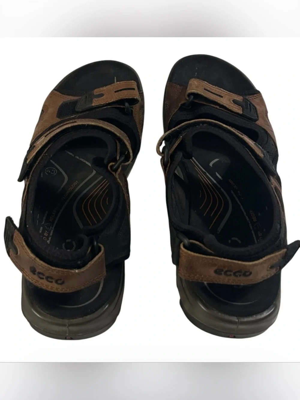 ECCO Yucatan Offroad Sandals Mens 43 US 9.5/10 Brown Leather Hiking Sport